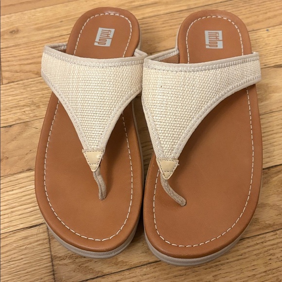 FitFlop Lulu Sleek Straw Raffia Sandals, Women's Size 8 - Picture 2 of 7